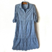 Valentina Naldi Womens S Dress Eyelet Coastal Cottagecore Romantic Periwinkle
