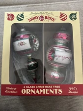 Christopher Radko Shiny Brite Box 2 Finial Ornaments W/ Indents NEW IN BOX 2023