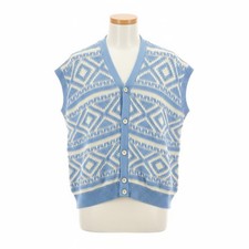 DSQUARED2 Donna XL Blu Bianco Maglia Cotone senza Maniche Motivo Gilet I