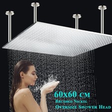 24 inch Rainfall Shower Head Brushed Nickel Square Overhead Spray Ceiling Mount