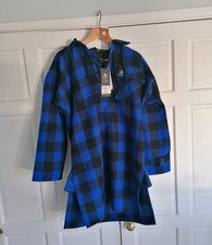 Swanndri Hooded Lace-Up Bush Shirt Blue Chequered Size S Small Bushcraft Outdoor