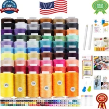 Luxurious 60 Colors Sewing Thread Kit with 144 Prewound Bobbins - 400 Yards each