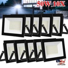 10X 50W LED Flood Light Outdoor Spotlight Cool White Garden Security Lamp 110V