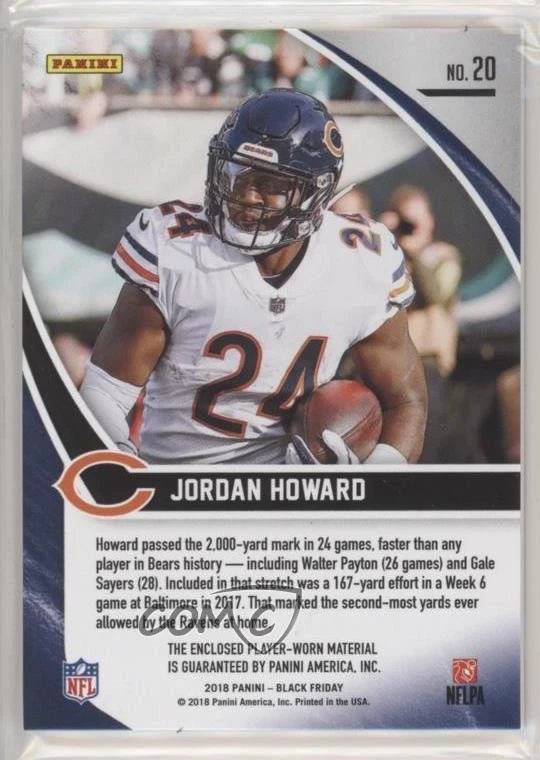2018 Panini Black Friday Materials Escher Squares /25 Jordan Howard #20 - Image 2 of 2