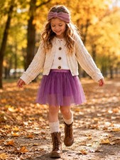 Plum Tutu Skirt for Girls 3-Layer Tulle Ballet, Dance, and Dress-Up Costume Sk