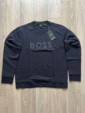 Image of Hugo Boss Green Salbo Jumper Crew Neck - Mens UK XXL - Navy £129 RRP BNWT