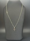 14K Solid Yellow Gold Cross Pendant Necklace-18" Forze Chain-1.65g 585 Gold 1mm — photo 4