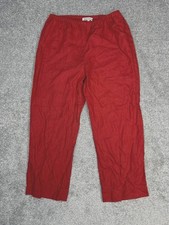 Reformation Trouser Pants Womens Small Red Linen Stretch High Rise Straight Leg