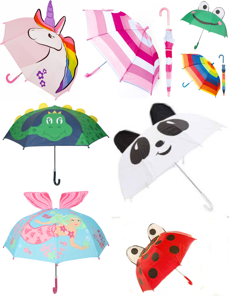 New Drizzles Kids Children's 3D Animal Dome Sturdy Umbrella Crook
