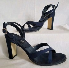 Vtg Women's Midnight Blue Heel Sandal Ankle Strap Shoes 10 Unlisted Kenneth Cole