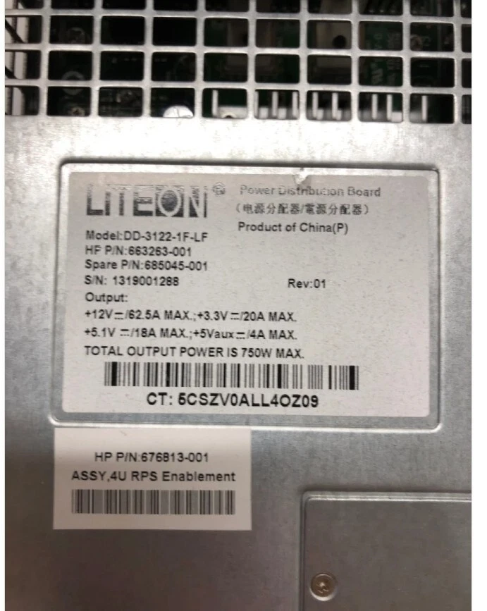 HP ML310e G8 ZY 663263-001 Backplane Power Distribution Board RPS Liteon - Image 3 of 4