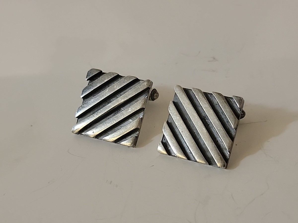 Boutons De Manchette En Argent Sterling Tri-color RBZ - Fabriqués Au Mexico - Occasion Bon état