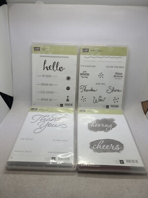 Stampin Up Lot Of 4 Sunburst Saying Hello Reverse Words So Very Much
