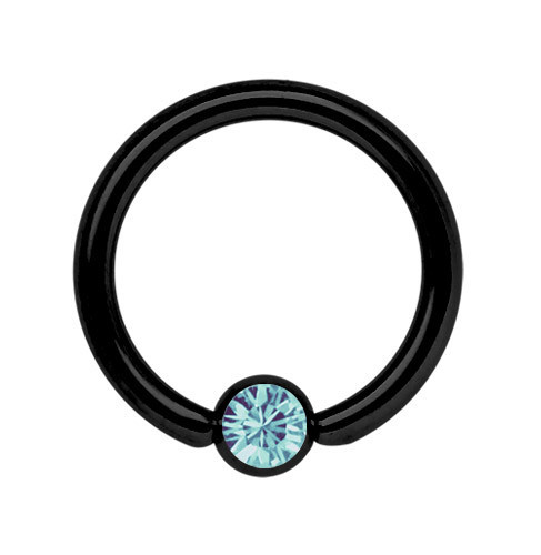 Piercing Gioielli Intimo Sein Anello Bcr Nero 1,6mm Con 5mm Zirconi Sfera a Clip - Foto 6 di 13