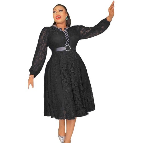 Plus Size African Women Lace Long Dress Evening Party Gown Cocktail Prom Dress - Picture 34 of 44