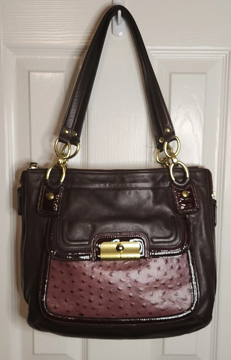 Vintage Coach Kristin Spectator N/S Tote Purple/Ostrich #18303 w