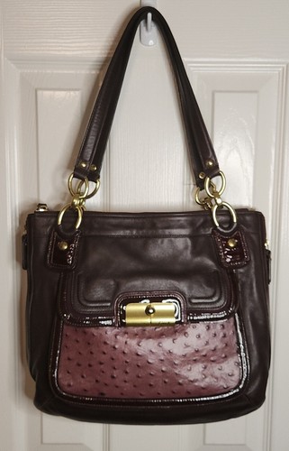 Vintage Coach Kristin Spectator N/S Tote Purple/Ostrich #18303 w/ Dust Bag - 第 2/19 張圖片