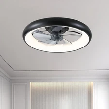 22'' LED Ceiling Dimmable Fan Light Kit 6 Speeds Black with App & Remote Control