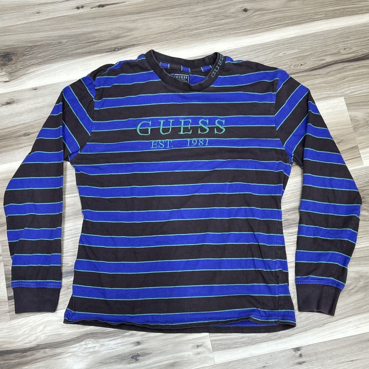 Striped Shirt Guess Long Sleeve T Shirt Mens Vintage Guess Mens