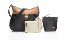 Storksak Nina Black  Tan Leather Diaper Bag w/ Accessories