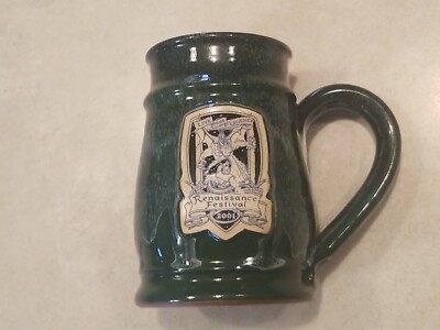 Minnesota Renaissance Festival Mug Green 2001 Dragon Stein Cup Deneen Pottery