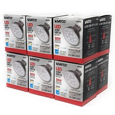 12 Pack Satco S9496 LED 6.5W 50W 12V MR16 2-Pin GU5.3 Silver Flood Bulbs 3000K