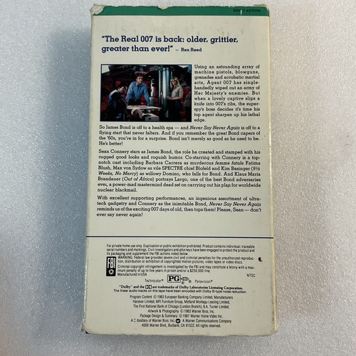James Bond 007 Never Say Never Again VHS 1987 VHSshop - Picture 3 of 15