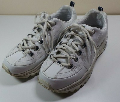 skechers white leather tennis shoes