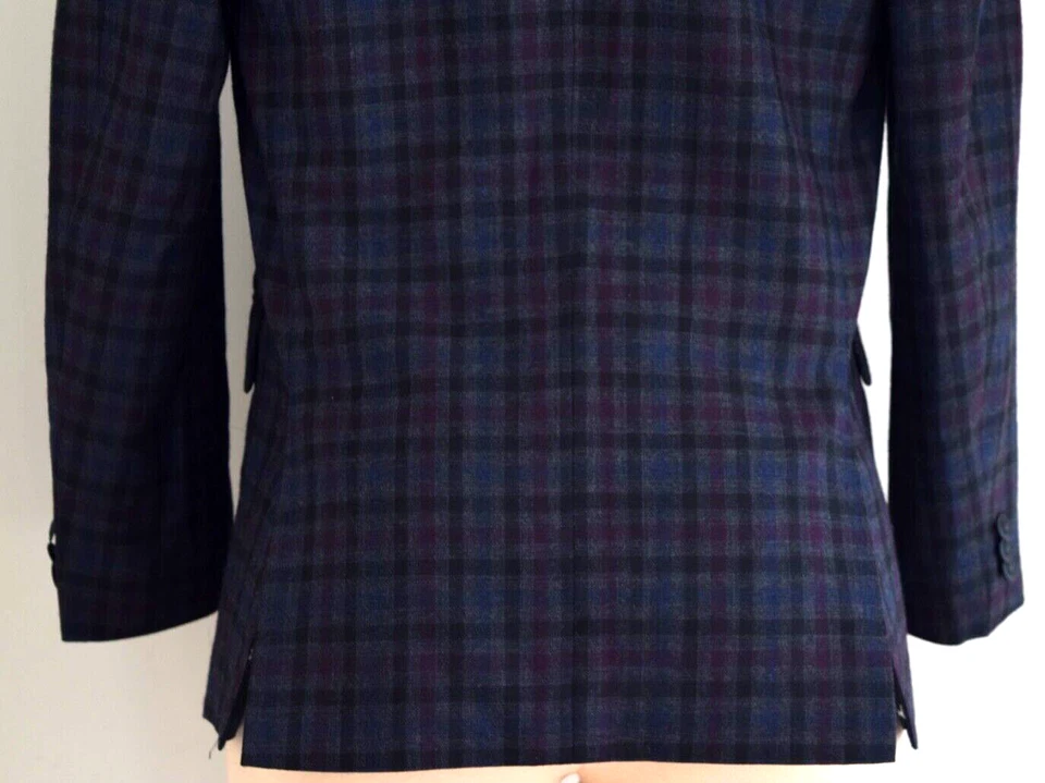 Blazer DKNY Lana Cuadros Niño Bolsillo Frontal Negro Borde Frontal Botón Trasero Abertura 18 Foto 4 de 4