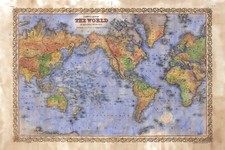 Old World Map Print Poster Travel Globe Paper Geography Classroom Wall Posters