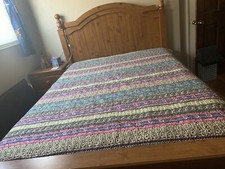 Reversible Floral Cottage Core Quilt Scallop Hem Farmhouse Country 84" X 68"