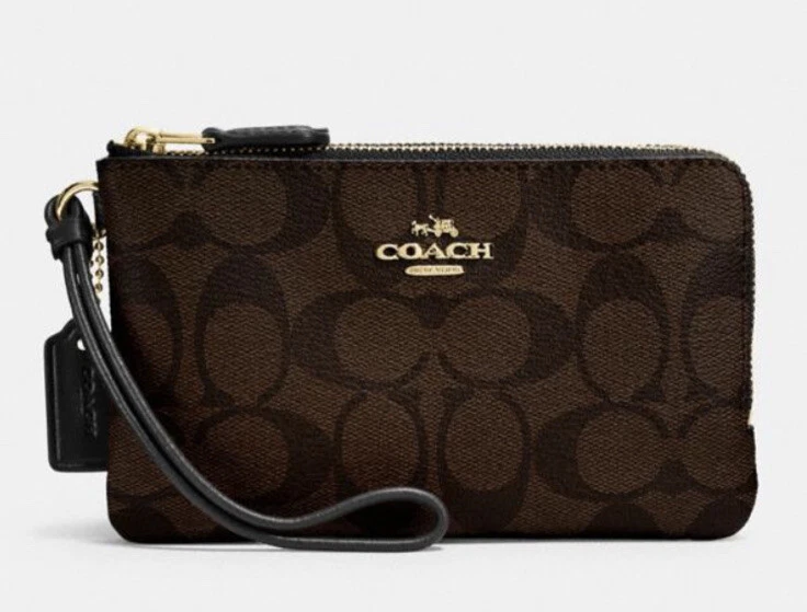 Coach large cheap wristlet double zip