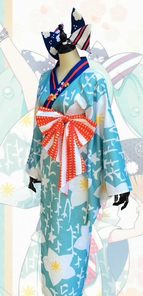 Japanese Traditional Summer Festival Yukata Kimono Costume For Halloween Cosplay - Image 3 of 4