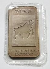 Horoscope Taurus Vintage .999 1oz Silver Bar | Vintage National Mint Silver 113.93 per troy oz