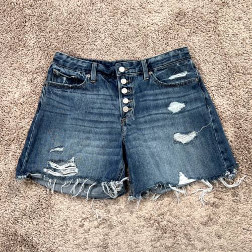 Lucky Brand Shorts Womens 6 / 28 Blue Denim Button Fly Cut Off Frayed Distressed - Picture 1 of 13