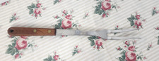 Vintage Robinson Knife Co Made In USA Stainless Meat Carving Fork Wood Handle