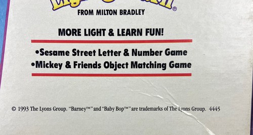 Vintage BARNEY LIGHT & LEARN passendes Spiel Milton Bradley vollständig FUNKTIONIERT! - Bild 4 von 19