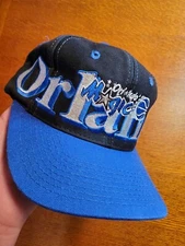 Vintage Orlando Magic NBA Sports Logo 7 Spellout Hat Cap Vtg Black Snapback