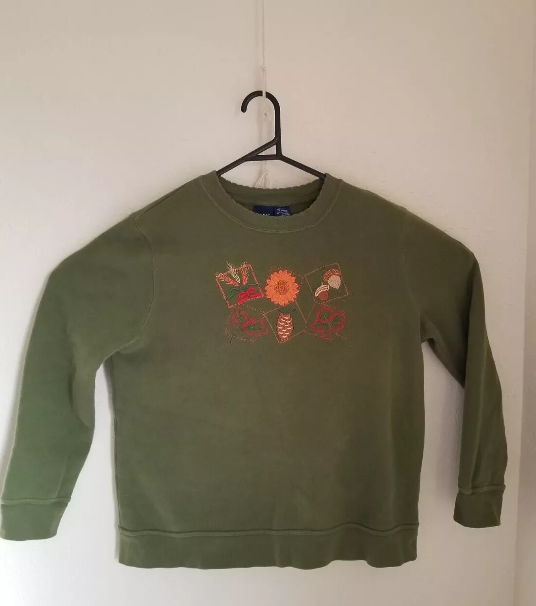 Vintage Basic Edition Green Fall Pullover Long Sl… - image 1
