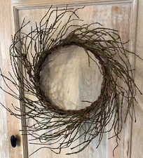 New Rustic Farmhouse Primitive MOSS COVERED TWIGGY Wreath 23"