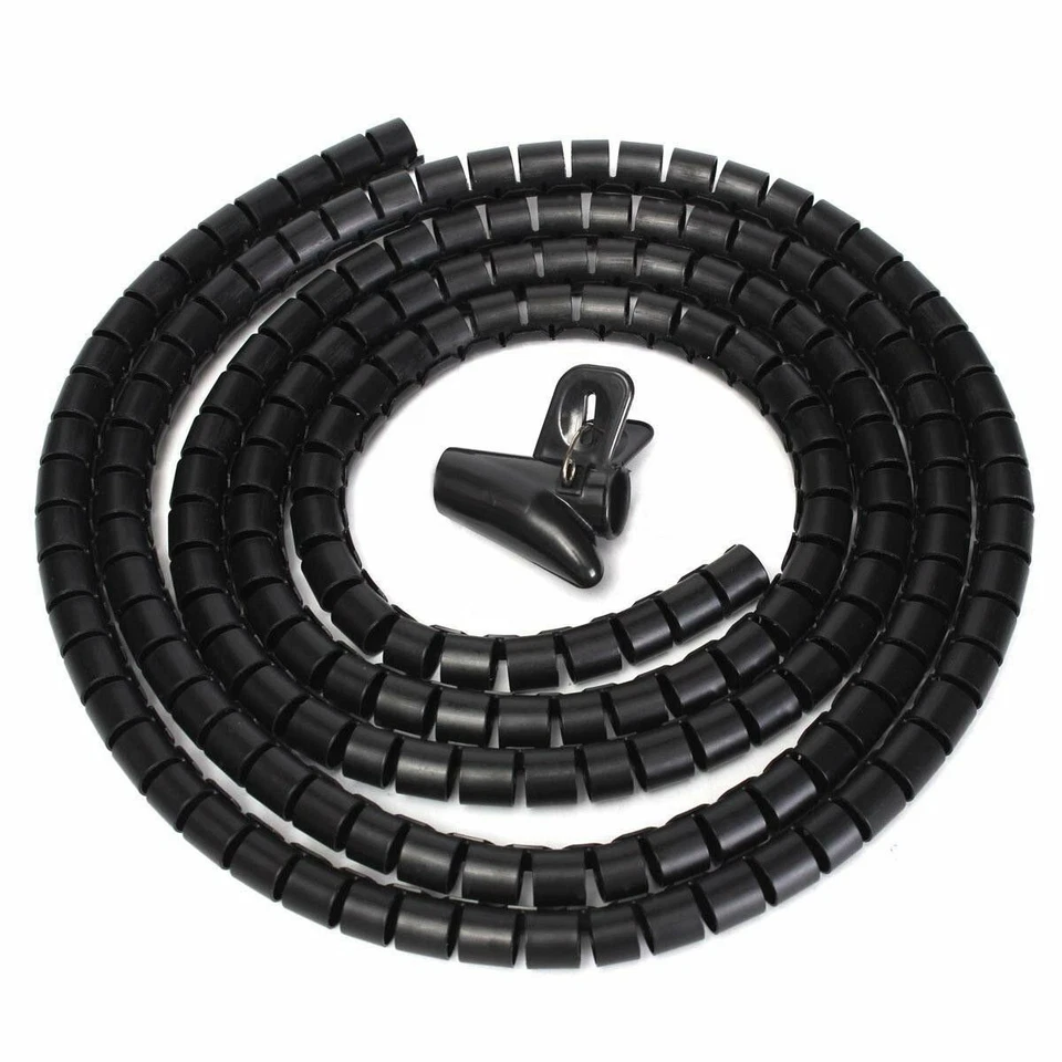 2M 8/10/16/22/28mm Spiral Cable Wrap Tidy Cord Wire Banding Storage Organizer - Image 3 of 4