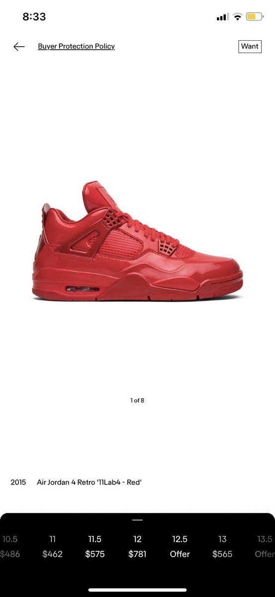 限定特価【新品同様】超美品!JORDAN4 11LAB4 26.5（US8.5） Jordan 4 Retro 11Lab4 - Red for Sale - Authenticity