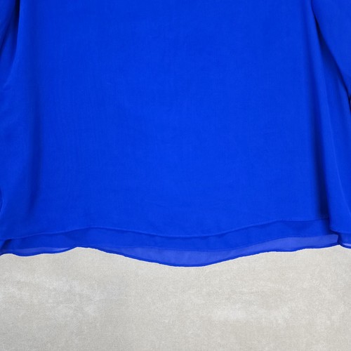 Worthington Womens Royal Blue Long Flowy Ruffle Sleeve Lined Blouse Top Size Xl - Picture 2 of 20