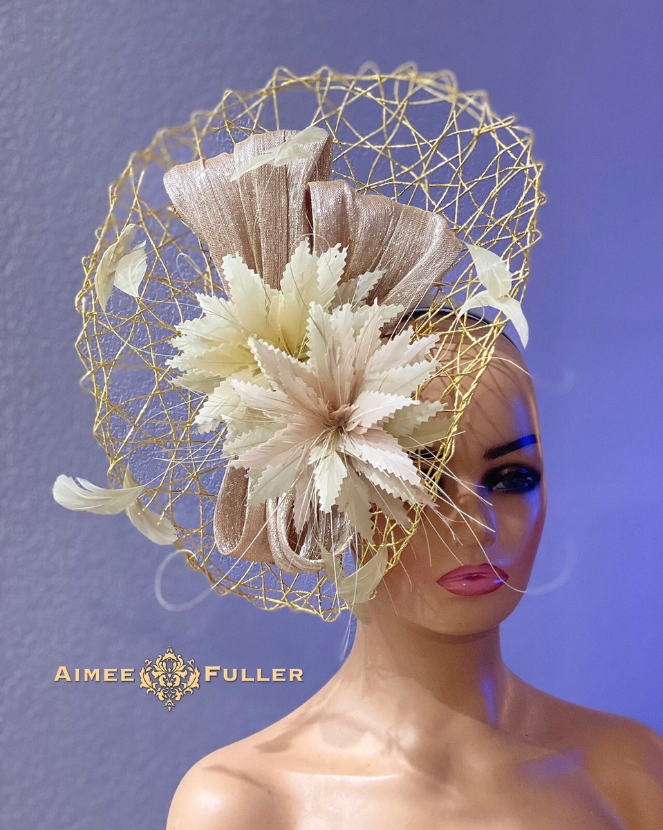 NEW Kentucky Derby Fascinator- Tea party, tan cream Hat,NEW Fascinator hat tan s-l1200.jpg main image 3