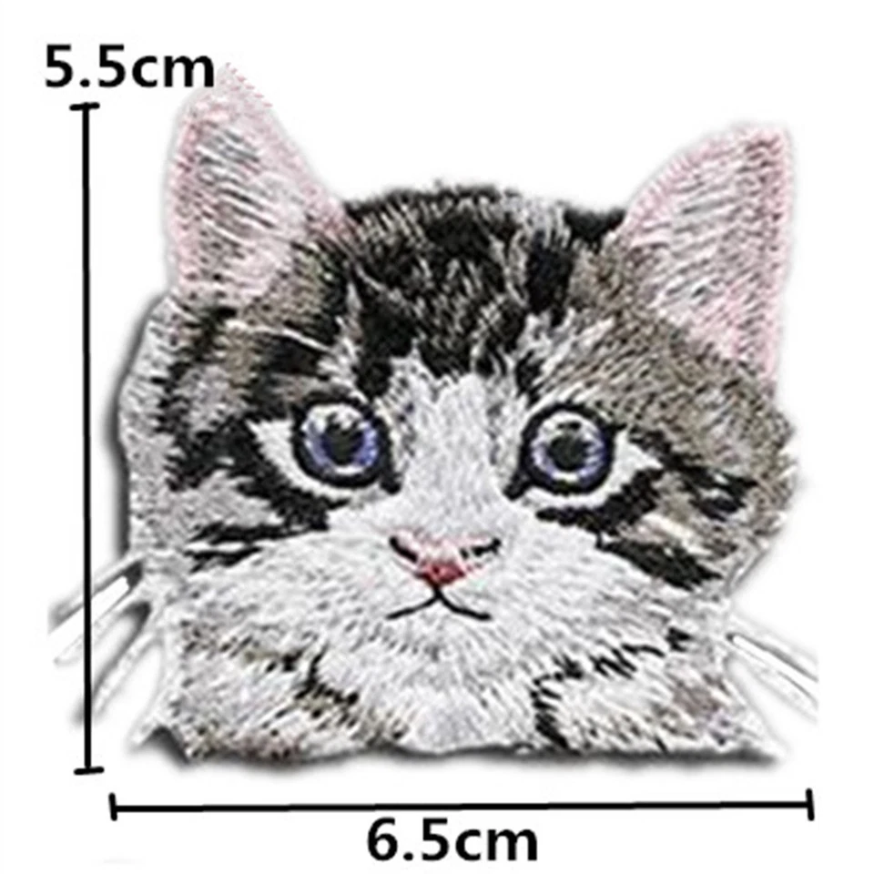 Craft Embroidery Sew On Badge Stickers Iron-On Patch Applique Cat Head Patches - Image 3 of 4