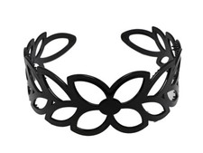 4 Pcs Black Plastic Butterfly Flower Wide Alice Hair Band Headband 48mm 1.9"