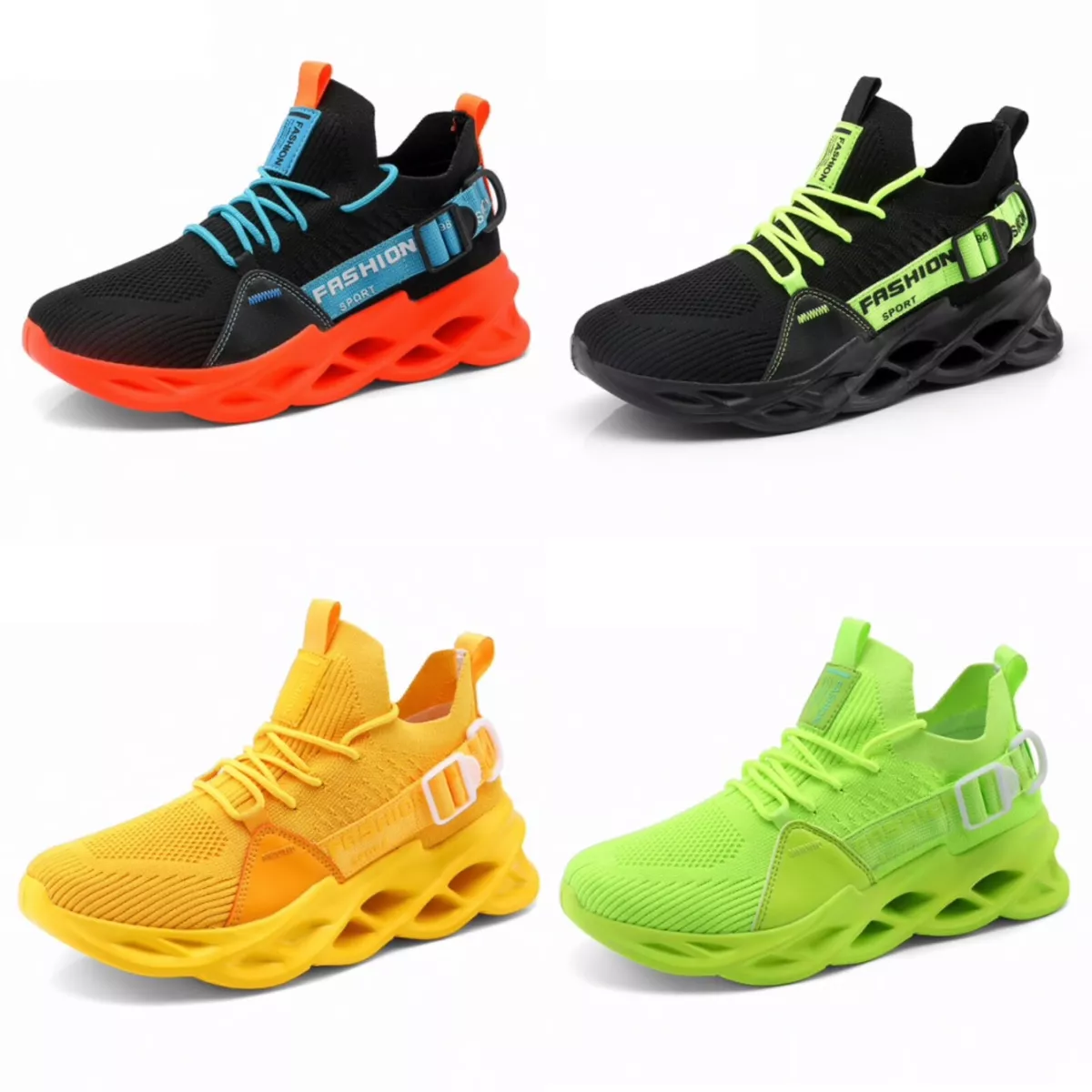 Futuristic Mens Fluo Lightweight Sport Stylish Design Modern Hype Sneakers