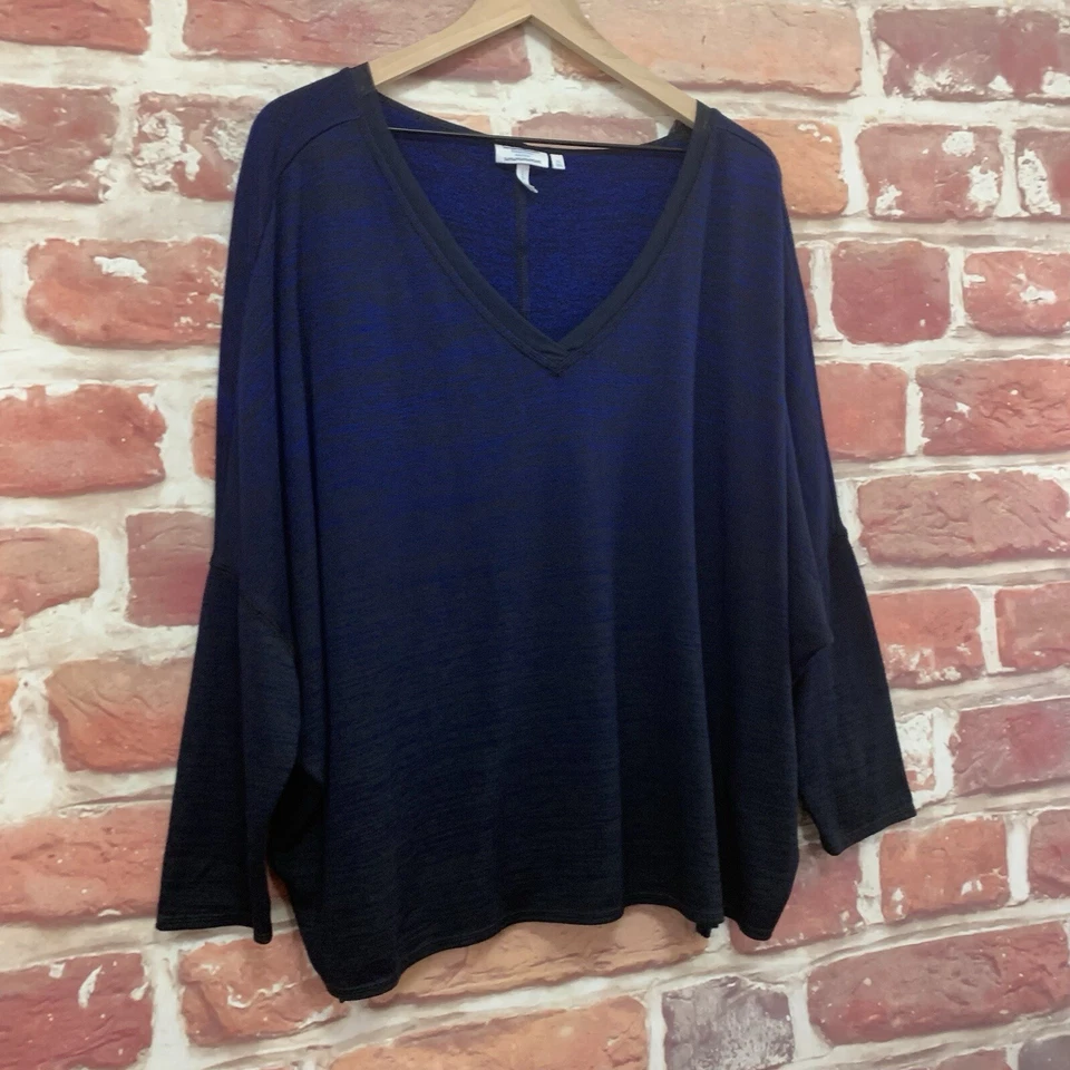 Suéter Simply Vera Wang para mujer XL azul negro jaspeado tejido mangas Dolman Foto 2 de 4