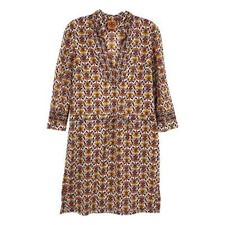 Tory Burch Orange Purple Floral Drawstring Mini Dress | Size 2