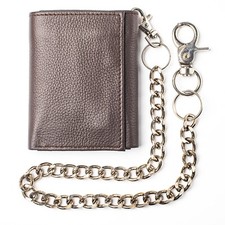Classic Leather Wallet Brown Leather Wallet with Chain for Men RFID Wallets